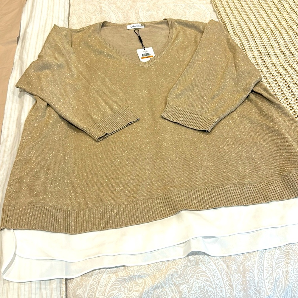 Calvin Klein gold shimmer sweater